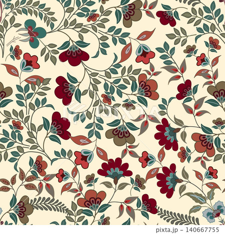 Seamless pattern with ornate flowers and leaves on blue background Floral seamless pattern, Flower chintz pattern seamless vector border print , Botanical batik ,Arabesque floral ornament motif Seamless pattern with ornate flowers and leaves on blue background Floral seamless pattern, Flower chintz pattern seamless vector border print , Botanical batik ,Arabesque floral ornament motif 140667755