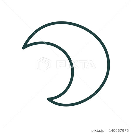 Simple moon symbol in line art. A hand drawn night icon for camp and forest use. Minimal doodle of a crescent as clear sign and symbol. Fits outdoor trip camping map, summer adventure nature getaway, Simple moon symbol in line art. A hand drawn night icon for camp and forest use. Minimal doodle of a crescent as clear sign and symbol. Fits outdoor trip camping map, summer adventure nature getaway, 140667976