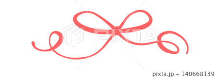 Whimsical sketch invitation bow in red. Romantic wavy ribbon knot as cute girly decor. Decorative valentine border for card and wedding invite or party menu, simple hand drawn style with white Whimsical sketch invitation bow in red. Romantic wavy ribbon knot as cute girly decor. Decorative valentine border for card and wedding invite or party menu, simple hand drawn style with white 140668139