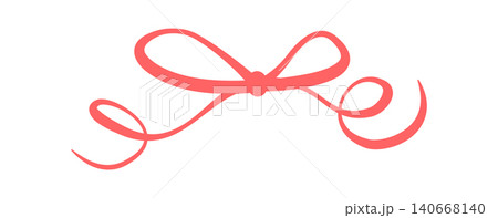 Romantic hand drawn wedding bow art. Cute coquette ribbon decor as simple vintage border. Wavy red line ornament suits valentine card and love invite. Whimsical doodle element fits modern graphic Romantic hand drawn wedding bow art. Cute coquette ribbon decor as simple vintage border. Wavy red line ornament suits valentine card and love invite. Whimsical doodle element fits modern graphic 140668140