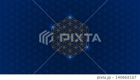 Vector seamless pattern with flower of life. Repeating geometric background with sacred geometry. Blue gradient texture for web site backdrop, wallpaper, textile, fabric Vector seamless pattern with flower of life. Repeating geometric background with sacred geometry. Blue gradient texture for web site backdrop, wallpaper, textile, fabric 140668187
