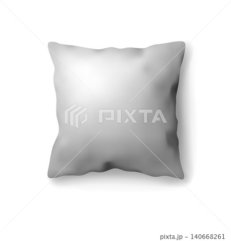 Realistic white bed room rectangle pillow on white isolated background. Vector illustration. Vector mockup design. Photorealistic template. Realistic white bed room rectangle pillow on white isolated background. Vector illustration. Vector mockup design. Photorealistic template. 140668261