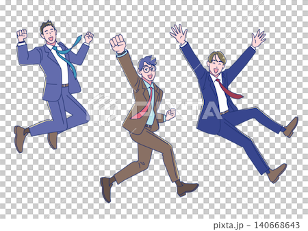 A set of businessmen jumping for joy A set of businessmen jumping for joy 140668643