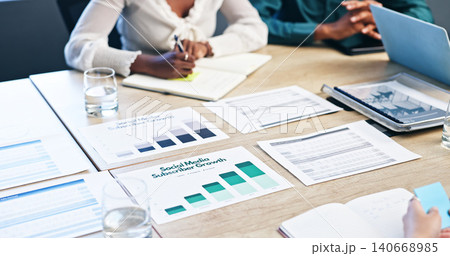 Business hands, documents and notes on graphs, charts and statistics for market research. Colleagues, data analyst with feedback or project management, plan and teamwork for growth ideas in meeting Business hands, documents and notes on graphs, charts and statistics for market research. Colleagues, data analyst with feedback or project management, plan and teamwork for growth ideas in meeting 140668985