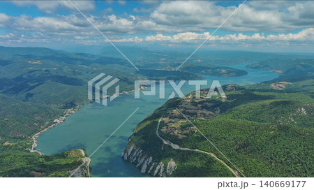 Danube river and mountains in Djerdap National Park Danube river and mountains in Djerdap National Park 140669177