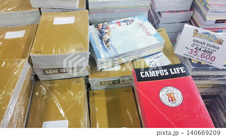 Stacks of school notebooks on display at a retail store Stacks of school notebooks on display at a retail store 140669209