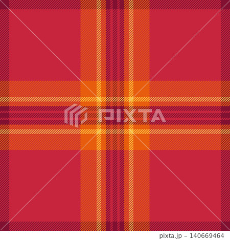 Commercial texture vector check, folk background tartan pattern. Refresh fabric textile seamless plaid in red and bright colors. 140669464