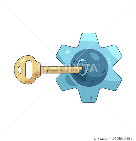 Illustration of key turning inside a gear mechanism 140669483