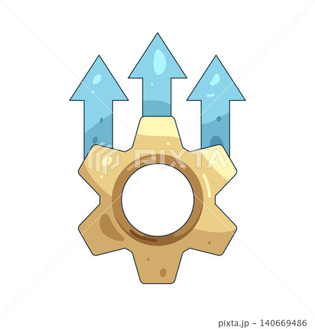 Illustration of gear with an upload arrow  140669486
