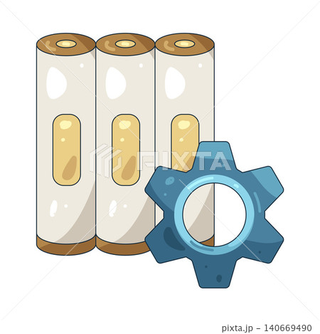 Illustration of gear with a battery 140669490