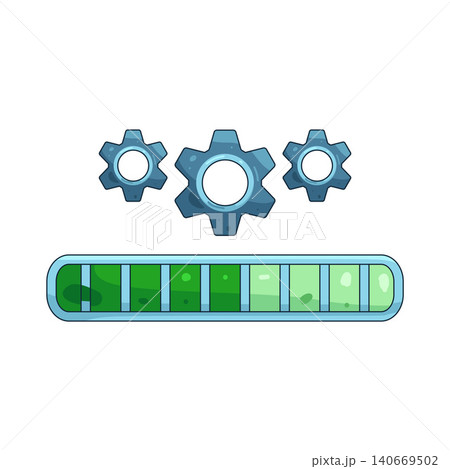 Illustration of loading bar with gears Illustration of loading bar with gears 140669502