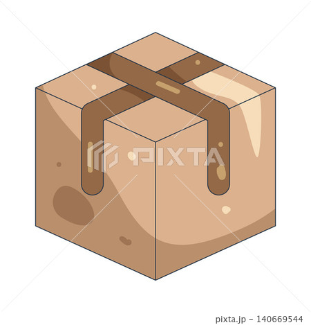 Illustration of cube with package tape 140669544