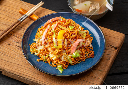 traditional Chinese Fried Noodles - Classic Street Style Stir Fry traditional Chinese Fried Noodles - Classic Street Style Stir Fry 140669832