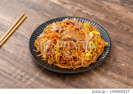 duck Leg and Egg Fried Noodles - Rich Chinese Stir Fried Noodle Bowl duck Leg and Egg Fried Noodles - Rich Chinese Stir Fried Noodle Bowl 140669837