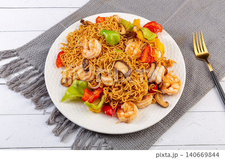 shrimp Fried Noodles - Asian Style Stir Fried Seafood Noodles shrimp Fried Noodles - Asian Style Stir Fried Seafood Noodles 140669844