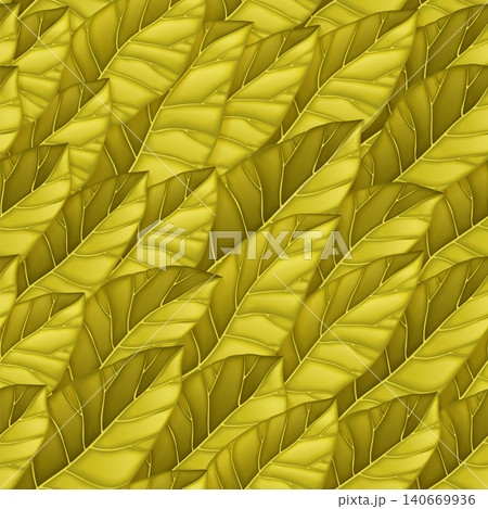Seamless pattern of golden leaves. Repeating vector pattern of lettuce leaves. Vector texture for background, wallpaper, textile, print design. Vector illustration. Seamless pattern of golden leaves. Repeating vector pattern of lettuce leaves. Vector texture for background, wallpaper, textile, print design. Vector illustration. 140669936