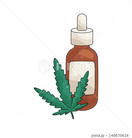 Illustration of cannabis oil bottle 140670616