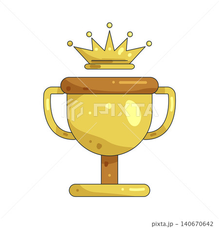Illustration of golden trophy with a crown 140670642