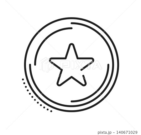 Loyalty program exclusive benefit icon, reward, prize and offer pictogram. Linear icon featuring circle enclosing star symbol. Vector emblem for customer loyalty programs or VIP reward systems Loyalty program exclusive benefit icon, reward, prize and offer pictogram. Linear icon featuring circle enclosing star symbol. Vector emblem for customer loyalty programs or VIP reward systems 140671029