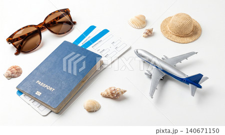 Travel essentials with passport flight tickets sunglasses and toy airplane passport airplane sunglasses seashells vacation planning adventure boarding departure destination business Travel essentials with passport flight tickets sunglasses and toy airplane passport airplane sunglasses seashells vacation planning adventure boarding departure destination business 140671150