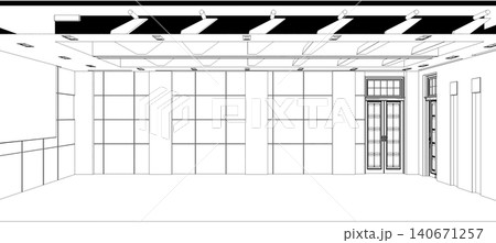 contour visualization of a large empty interior, sketch, outline 140671257