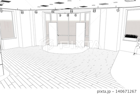 contour visualization of a large empty interior, sketch, outline contour visualization of a large empty interior, sketch, outline 140671267