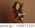 Smiling Woman Making Notes in Blue Notebook Smiling Woman Making Notes in Blue Notebook 140671339