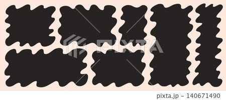 Bold wavy shape frames in square and rectangle formats with irregular zigzag edges. Hand drawn doodle blocks for eye catching text layouts, labels and modern graphic compositions Bold wavy shape frames in square and rectangle formats with irregular zigzag edges. Hand drawn doodle blocks for eye catching text layouts, labels and modern graphic compositions 140671490