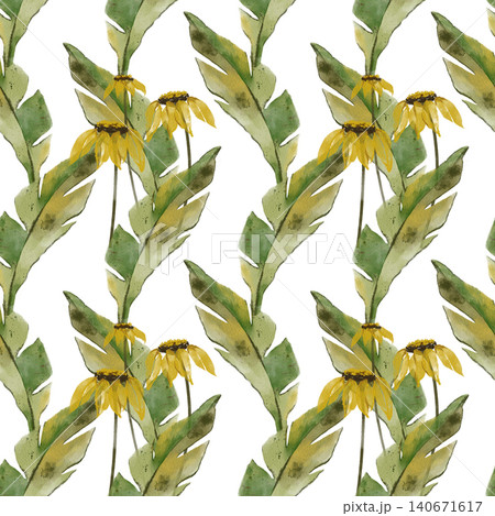 Watercolor Botanical Seamless Pattern, Greenery Leaves Organic Digital Paper Watercolor Botanical Seamless Pattern, Greenery Leaves Organic Digital Paper 140671617