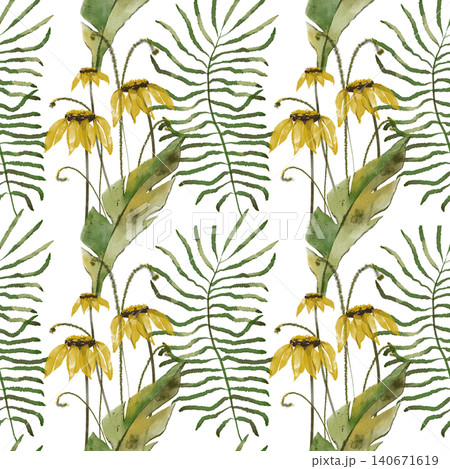 Watercolor Botanical Seamless Pattern, Greenery Leaves Organic Digital Paper Watercolor Botanical Seamless Pattern, Greenery Leaves Organic Digital Paper 140671619