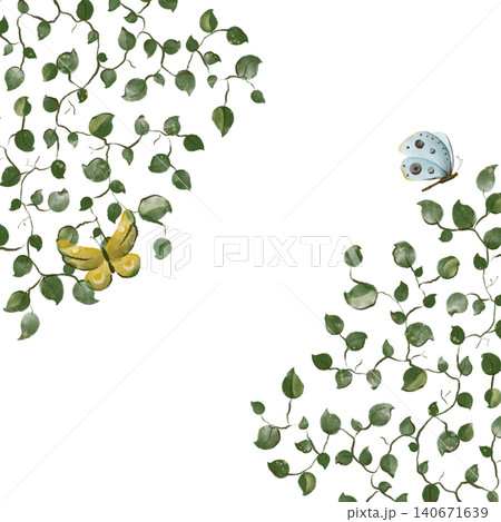 Watercolor Green Leaves and Yellow Flowers Border, Botanical Floral Frame Clipart Watercolor Green Leaves and Yellow Flowers Border, Botanical Floral Frame Clipart 140671639