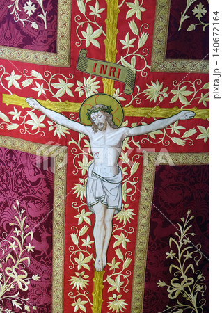 Crucifixion, detail of church vestment made by Sisters of Charity of Saint Vincent de Paul in Zagreb Crucifixion, detail of church vestment made by Sisters of Charity of Saint Vincent de Paul in Zagreb 140672164
