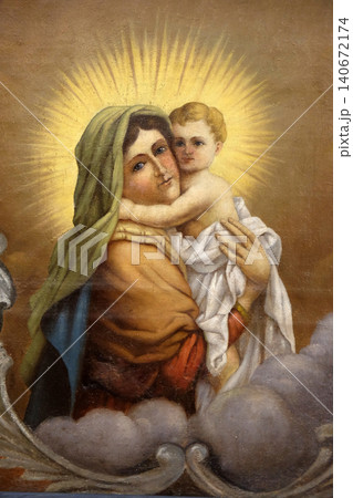 Virgin Mary with baby Jesus, altarpiece in the church of Saint Catherine of Alexandria in Krapina, Croatia Virgin Mary with baby Jesus, altarpiece in the church of Saint Catherine of Alexandria in Krapina, Croatia 140672174