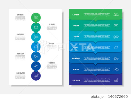 Modern business infographic template with seven steps, abstract text and creative web data visualization. Vector illustration. Modern business infographic template with seven steps, abstract text and creative web data visualization. Vector illustration. 140672660