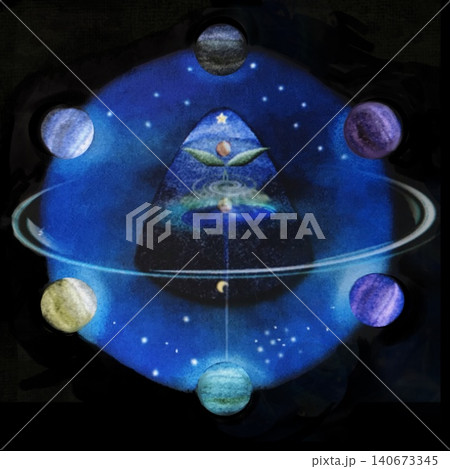 青い地球と輝く星屑の宇宙背景イラスト 青い地球と輝く星屑の宇宙背景イラスト 140673345
