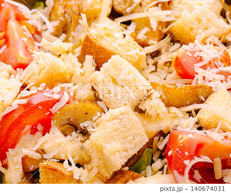Caesar salad ingredients close-up with fresh vegetables Caesar salad ingredients close-up with fresh vegetables 140674031