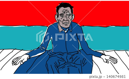 Corporate Wellness Meditation Abstract Blue Suit Figure Vector Apps 140674981