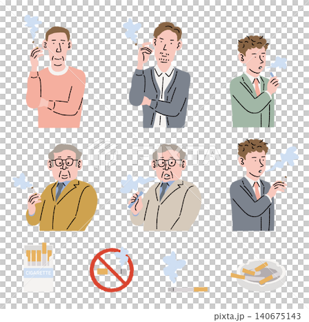 A man smoking a cigarette and a cigarette 140675143