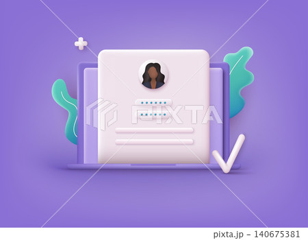 Sign in to online account.Computer and account login and password form page on screen. User authorization, login authentication page concept.Secure login and password. 3D Web Vector Illustration. Sign in to online account.Computer and account login and password form page on screen. User authorization, login authentication page concept.Secure login and password. 3D Web Vector Illustration. 140675381