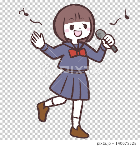 身穿制服的女孩唱歌的插圖 140675528