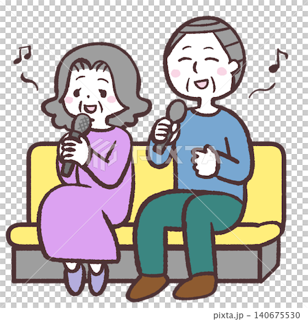 老年男女唱歌的插圖 140675530