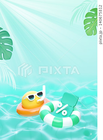Summer Sale Background Template with 3D Swim Rings Character and Water Ripple Summer Sale Background Template with 3D Swim Rings Character and Water Ripple 140675812
