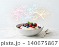 Superfood yogurt bowl with ethereal 3D holographic particle cloud 140675867