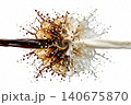 Symmetrical food photography of black coffee and white cream powerful explosion wave. 140675870