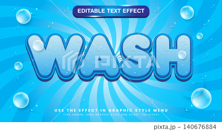 Wash 3D editable text effect Template 140676884