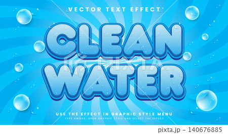 Clean Water 3D editable text effect Template 140676885