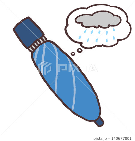 折りたたみ傘と雨予報のイラスト 140677801