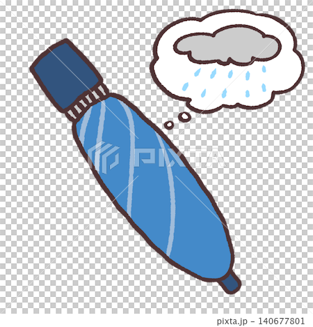 折りたたみ傘と雨予報のイラスト 140677801