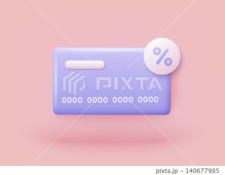 Credit card Icon. Payment of utility, bank, restaurant and other bill. 3D Web Vector Illustrations. Credit card Icon. Payment of utility, bank, restaurant and other bill. 3D Web Vector Illustrations. 140677985