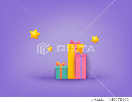 Gift box, discount coupon and gift certificate concept. 3D Web Vector Illustrations. Gift box, discount coupon and gift certificate concept. 3D Web Vector Illustrations. 140678106